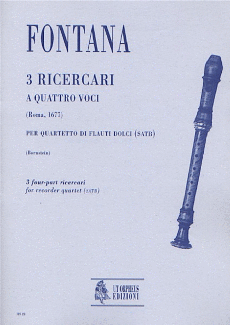 3 four-part Ricercares (Roma 1677) for Recorder Quartet (SATB)