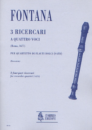 Book cover for 3 four-part Ricercares (Roma 1677) for Recorder Quartet (SATB)