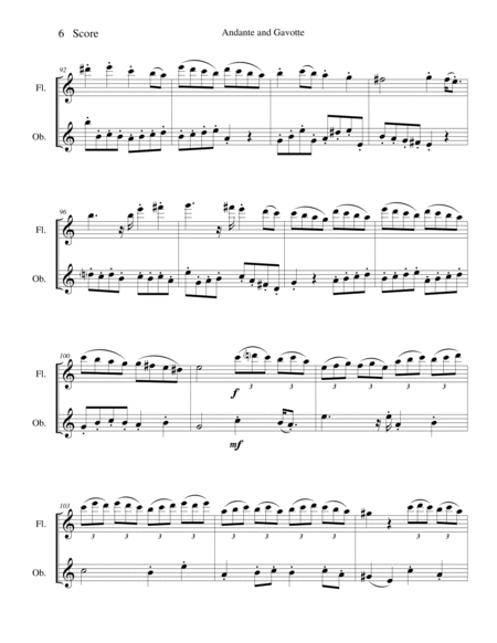 Andante and Gavotte by William Boyce for Flute and Oboe image number null