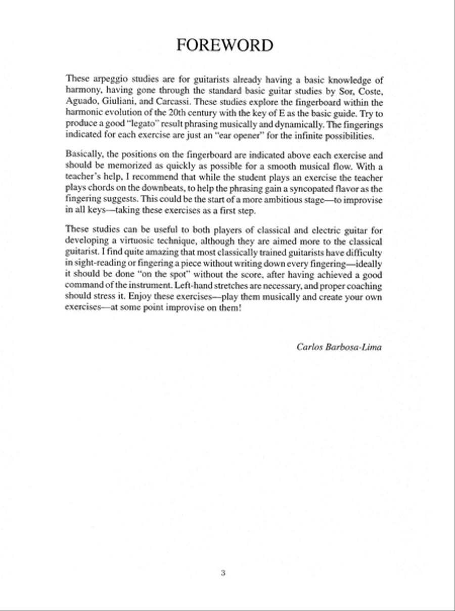 Carlos Barbosa-Lima Arpeggio Studies for Guitar Acoustic Guitar scores gallery preview page 4