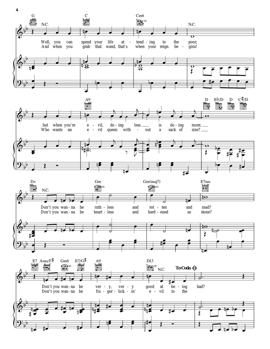 Evil Like Me (from Disney's Descendants) Piano, Vocal, Guitar scores gallery preview page 4