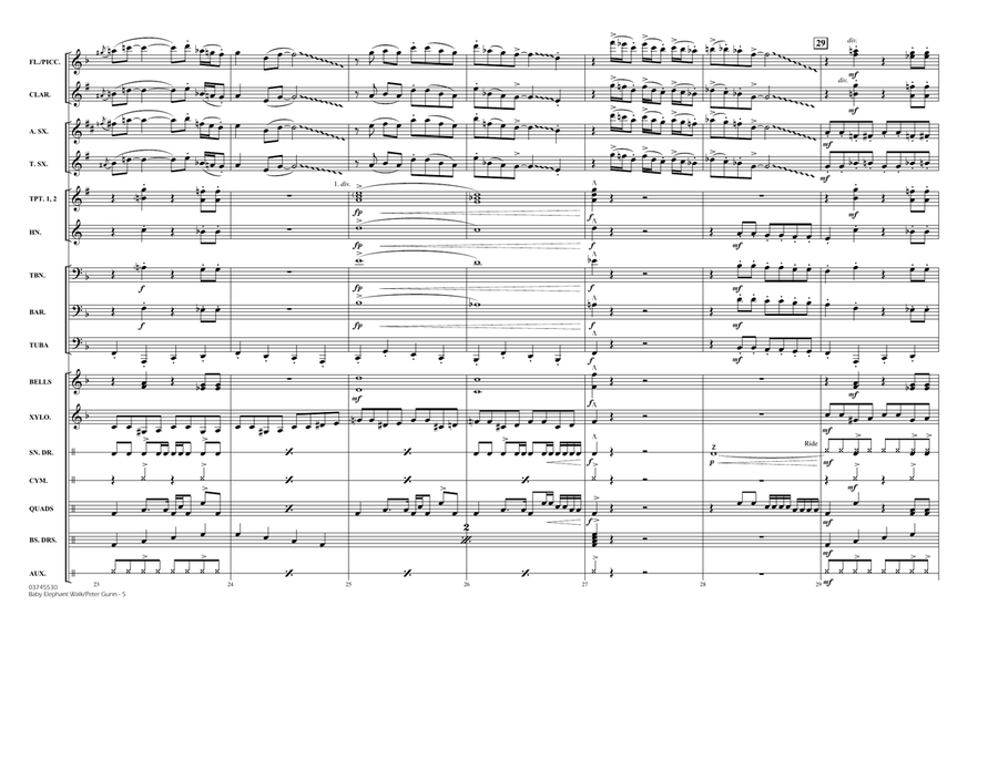 Baby Elephant Walk/Peter Gunn - Full Score Marching Band scores gallery preview page 5