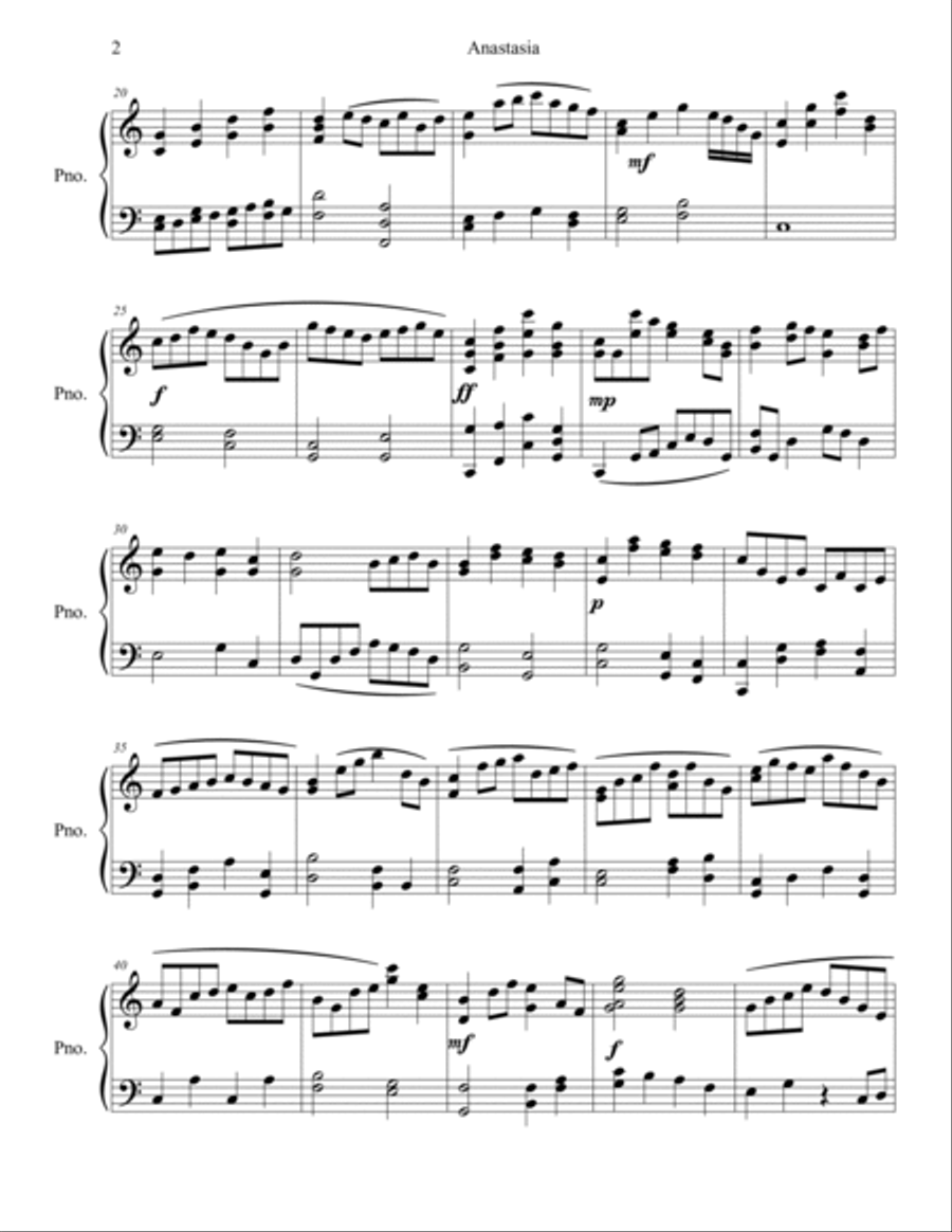 Anastasia Piano Solo scores gallery preview page 2