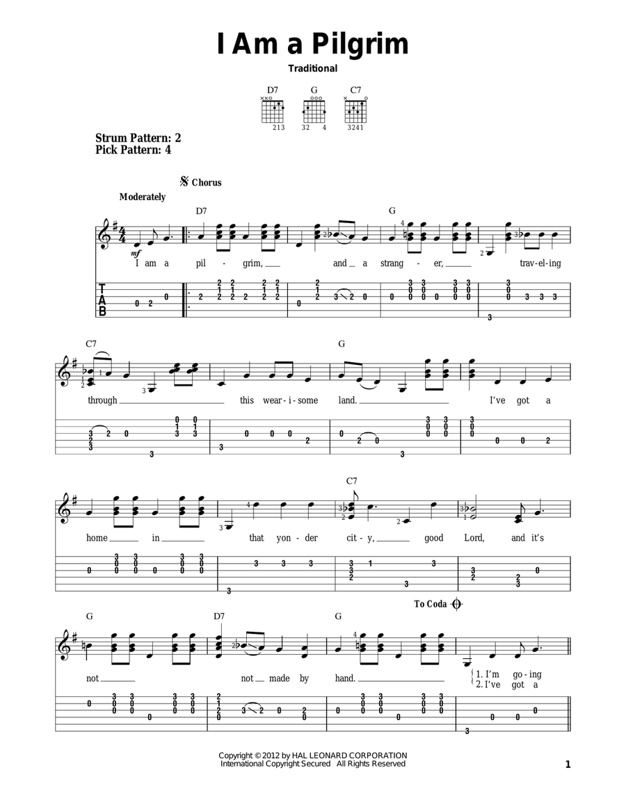 I Am A Pilgrim I Am A Pilgrim Acoustic Guitar scores gallery preview page 1
