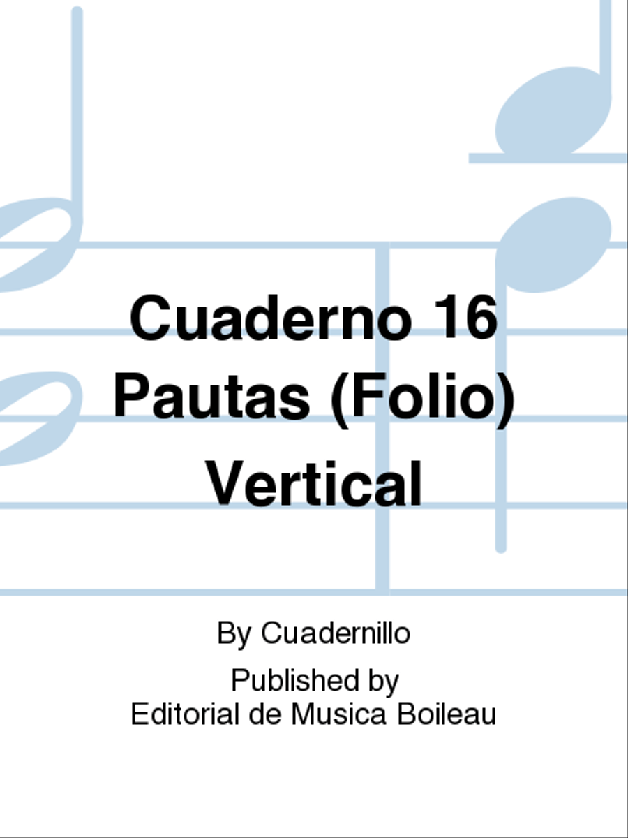 Cuaderno 16 Pautas (Folio) Vertical Staff Paper scores gallery preview page 1