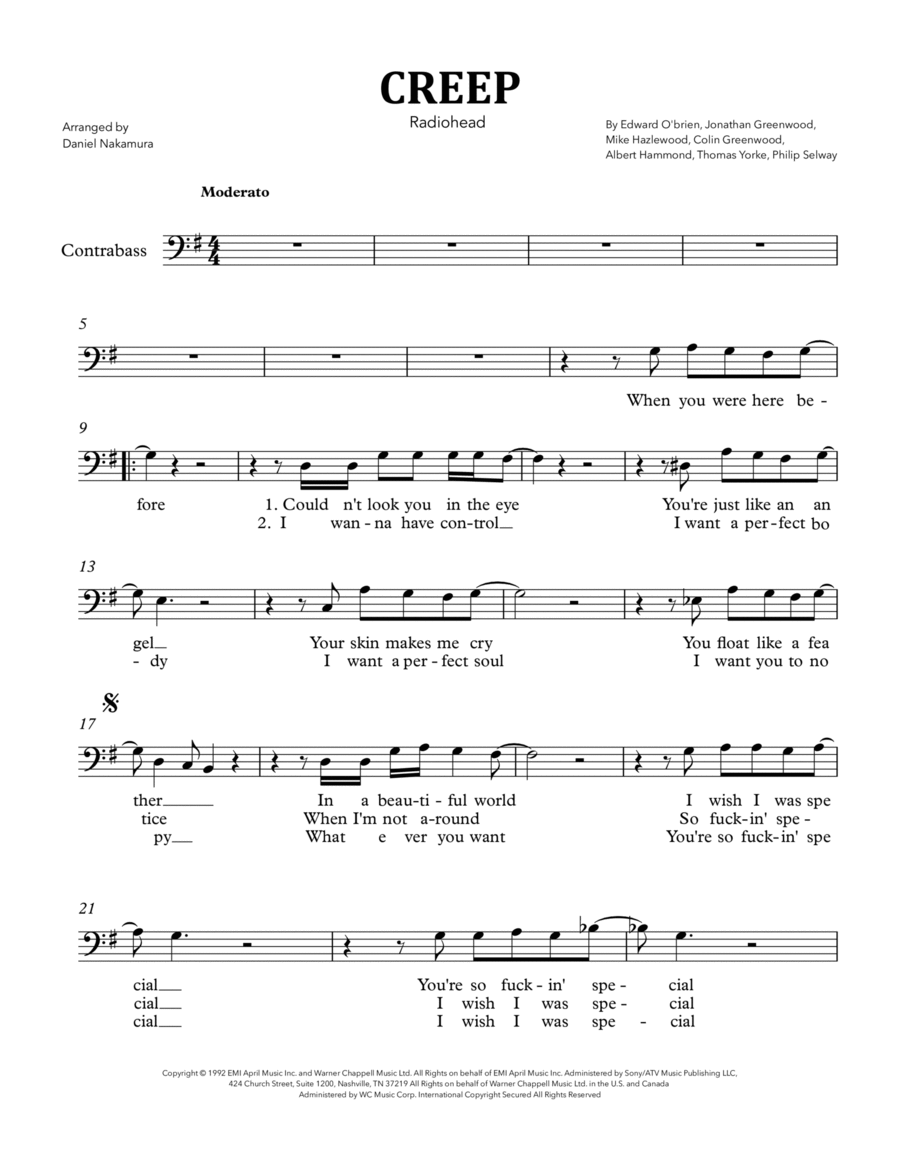 Creep Creep Double Bass scores gallery preview page 1