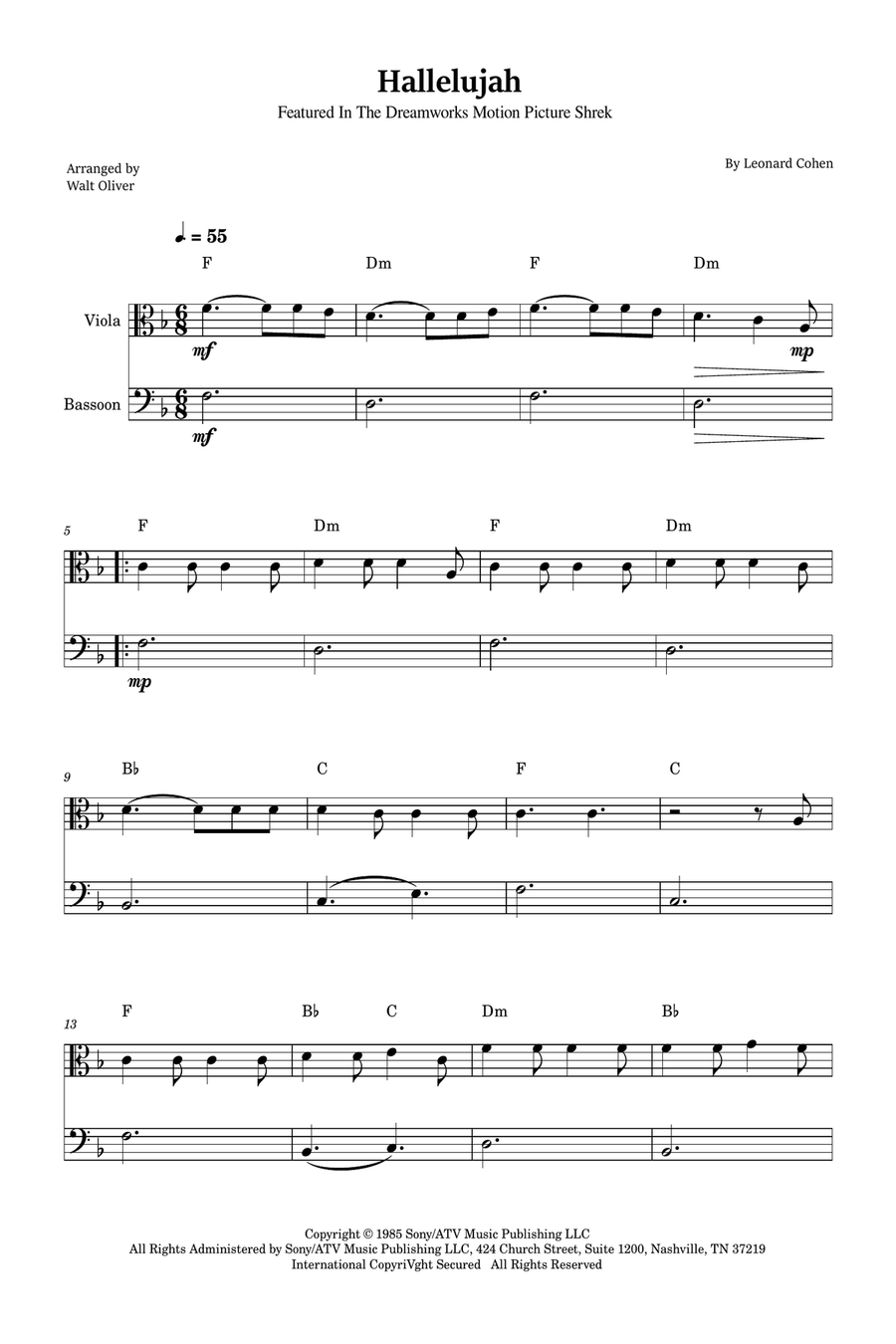 Hallelujah Bassoon scores gallery preview page 1