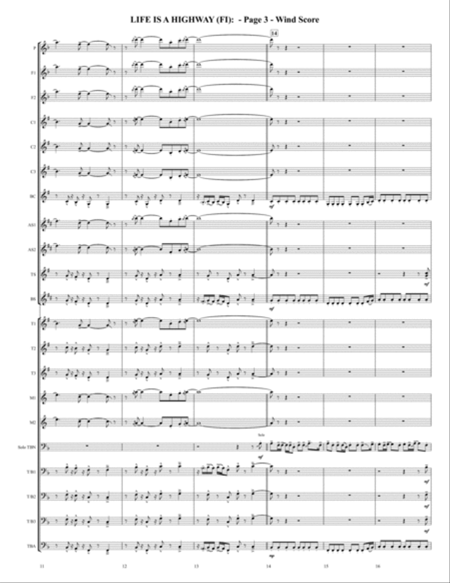 Life Is A Highway Marching Band scores gallery preview page 3