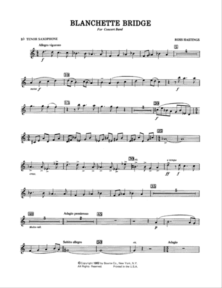 Blanchette Bridge - Bb Tenor Saxophone Concert Band scores gallery preview page 1