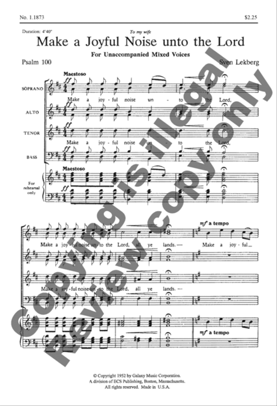 Make a Joyful Noise Unto the Lord 4-Part scores gallery preview page 2
