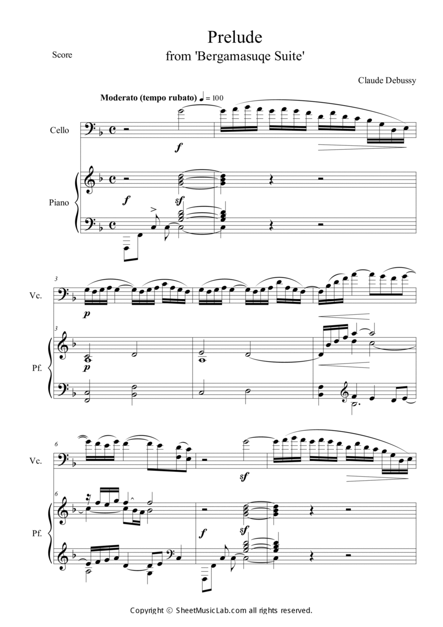 Prelude from Bergamasuqe Suite Piano scores gallery preview page 1
