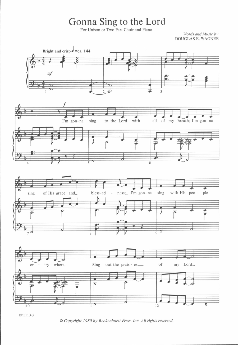 Gonna Sing to the Lord Gonna Sing to the Lord 2-Part scores gallery preview page 2