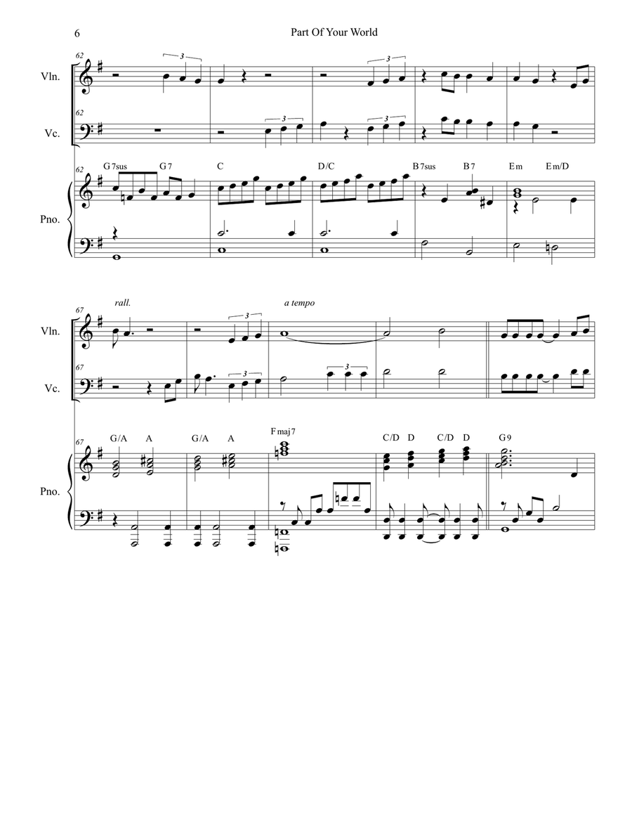 Part Of Your World Piano Trio scores gallery preview page 6
