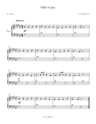 Book cover for ode to joy easy piano sheet music transposed to f#