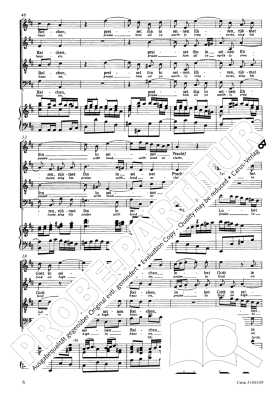 Lobet Gott in seinen Reichen (Himmelfahrtsoratorium) 4-Part scores gallery preview page 7