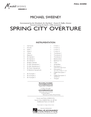 Book cover for Spring City Overture - Conductor Score (Full Score)