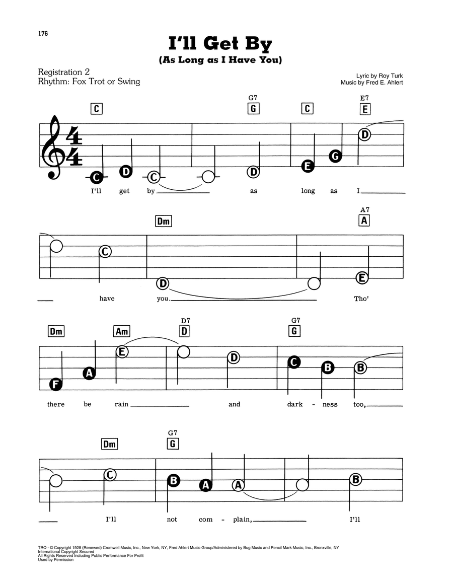 I'll Get By (As Long As I Have You) Electronic Keyboard scores gallery preview page 1