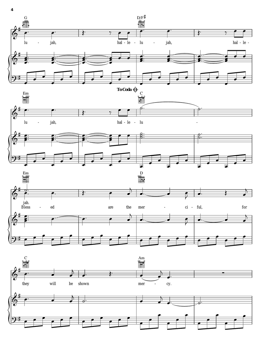 Hallelujah Hallelujah Piano, Vocal, Guitar scores gallery preview page 4