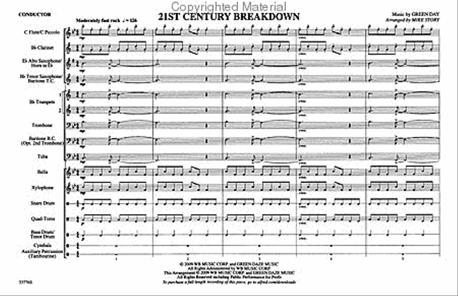 Green Day: 21st Century Breakdown Marching Band scores gallery preview page 2