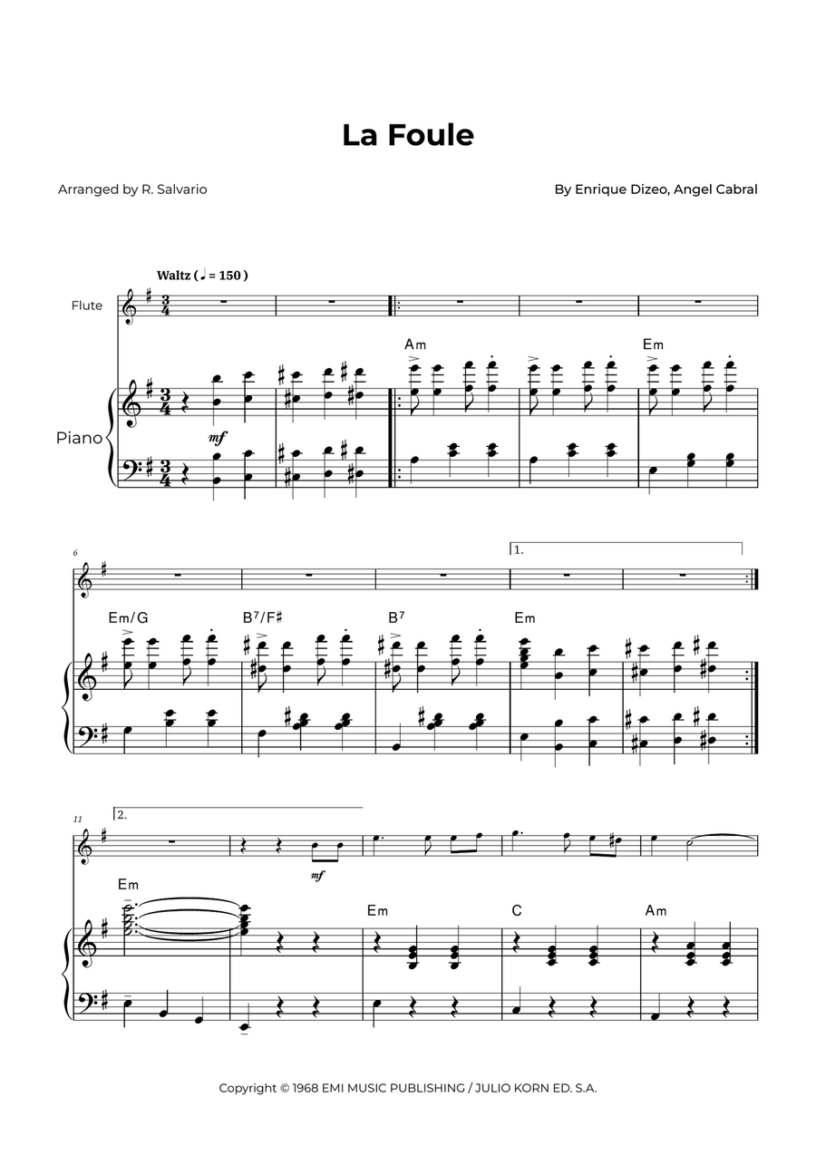 La Foule Flute Solo scores gallery preview page 1