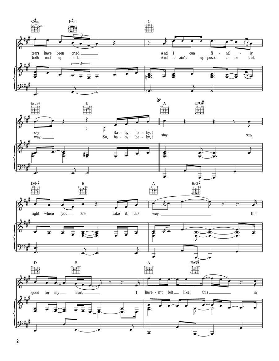 Stay Gone Piano, Vocal, Guitar scores gallery preview page 2