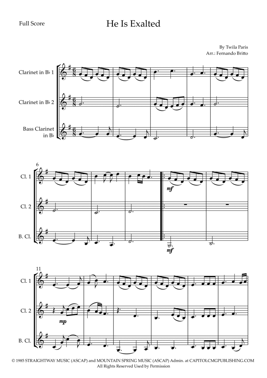 He Is Exalted Woodwind Trio scores gallery preview page 1
