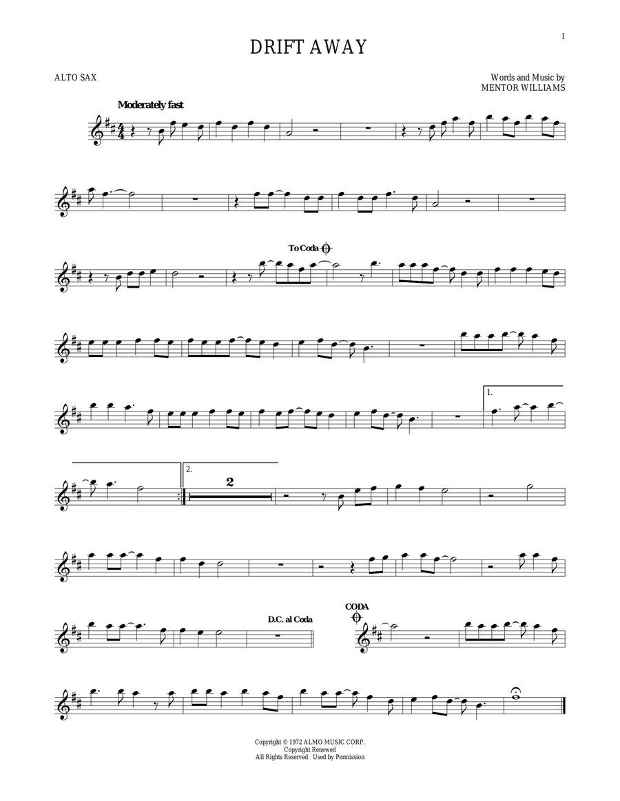 Drift Away Drift Away Alto Saxophone scores gallery preview page 1