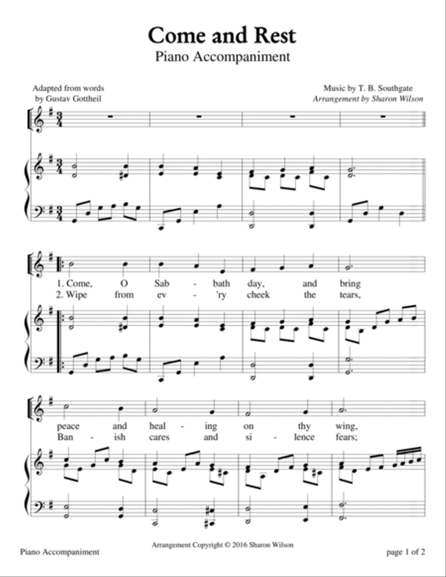 Come and Rest (Sabbath Celebration) High Voice scores gallery preview page 2