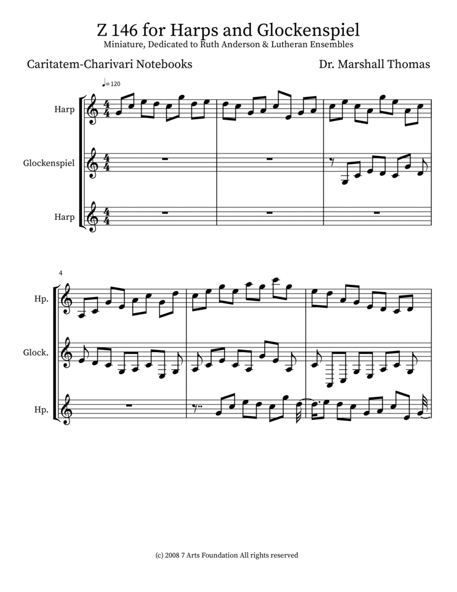 Z 146 for Harps and Glockenspiel Glockenspiel scores gallery preview page 1