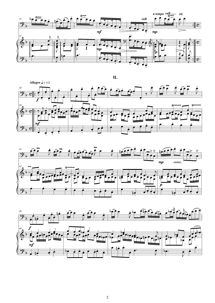 Vivaldi - Cello Sonata No.2 in F major Op.14 RV 41 for Cello and Cembalo (or Piano) String Duet scores gallery preview page 2