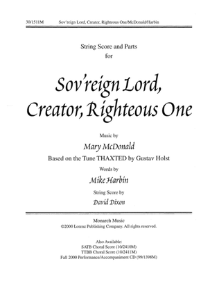 Book cover for Sov'reign Lord, Creator, Righteous One - String Orch Score/Parts