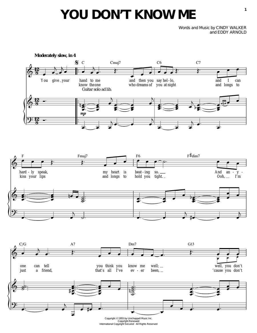 You Don't Know Me Piano, Vocal scores gallery preview page 1