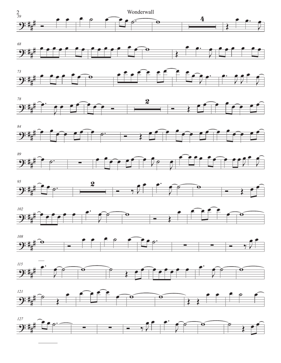 Wonderwall Cello Solo scores gallery preview page 2