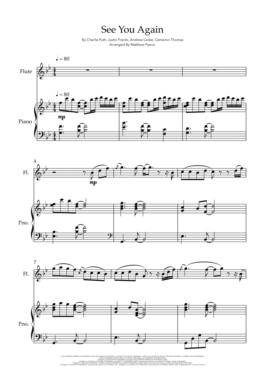See You Again Flute Solo scores gallery preview page 1