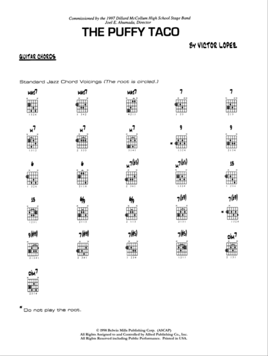 Puffy Taco: Guitar Chords Jazz Ensemble scores gallery preview page 1
