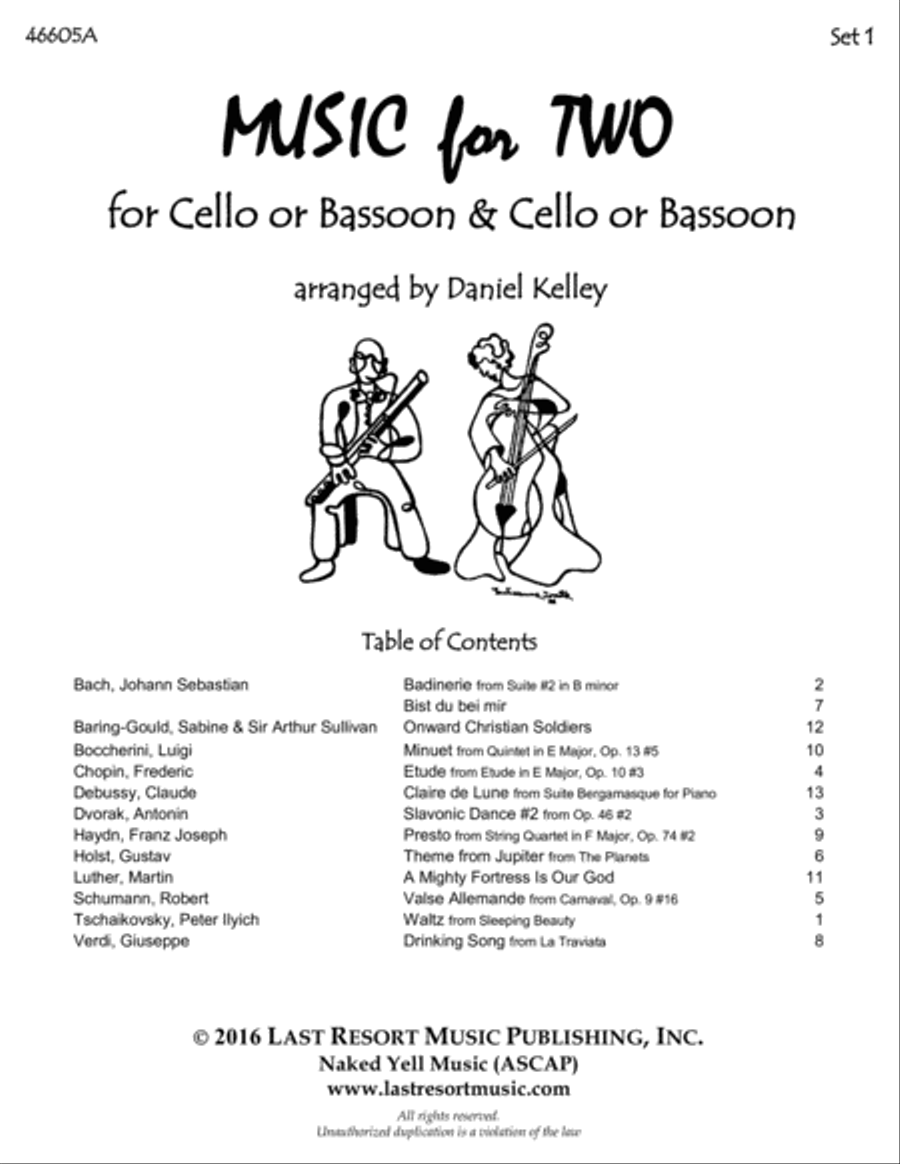 Music for Two Wedding & Classical Favorites for Cello Duet, Bassoon Duet or Cello and Bassoon Duet -