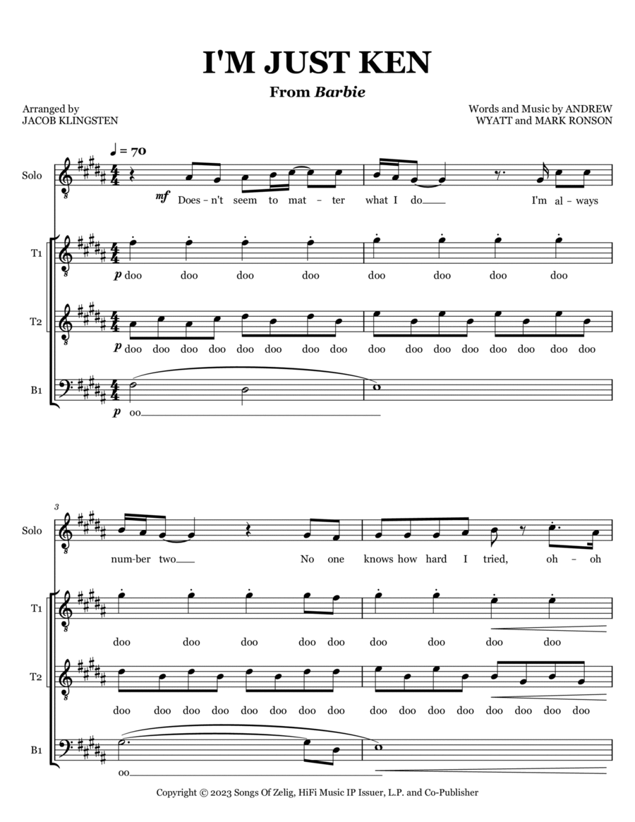 I'm Just Ken TTBB scores gallery preview page 1