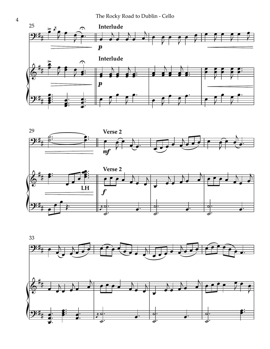 The Rocky Road to Dublin, Duet for Cello & Harp String Duet scores gallery preview page 4