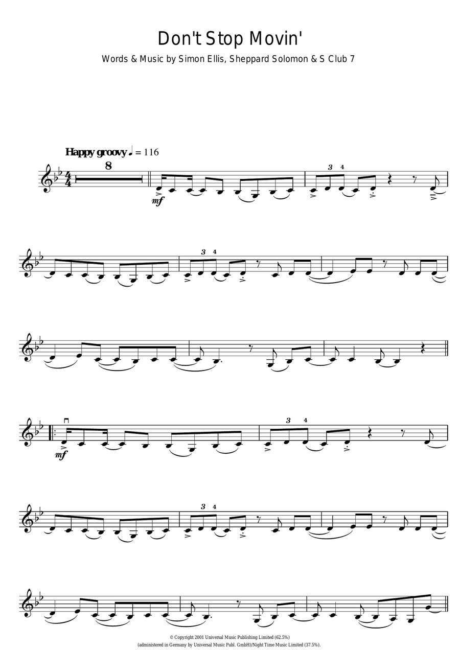 Don't Stop Movin' Violin Solo scores gallery preview page 1