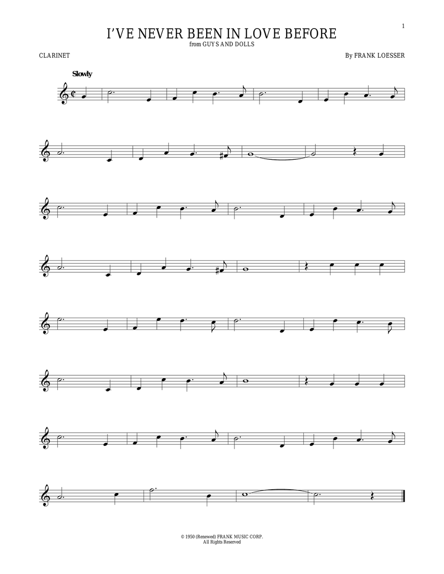 I've Never Been In Love Before Clarinet Solo scores gallery preview page 1