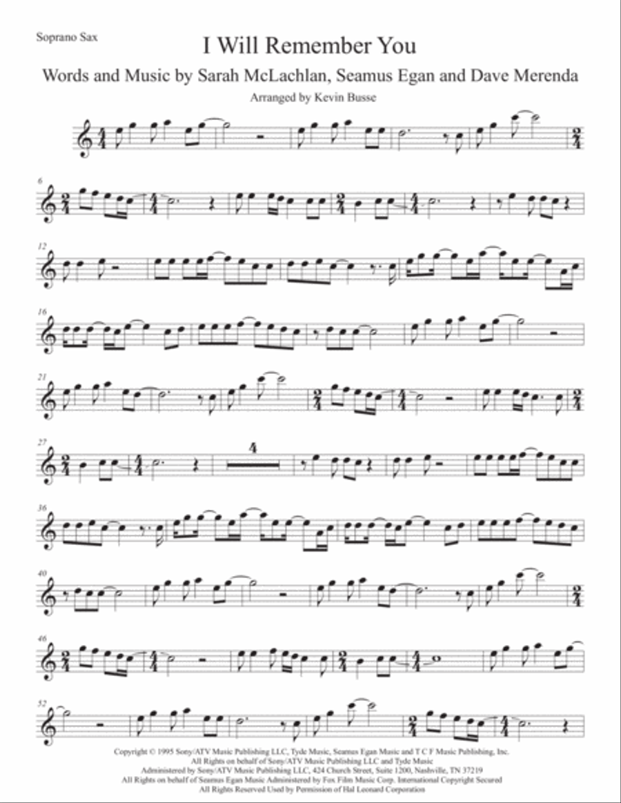 I Will Remember You I Will Remember You Soprano Saxophone scores gallery preview page 1