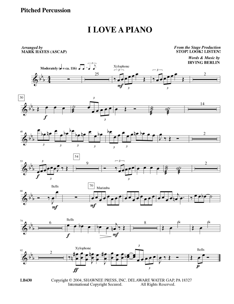I Love a Piano (arr. Mark Hayes) - Pitched Percussion