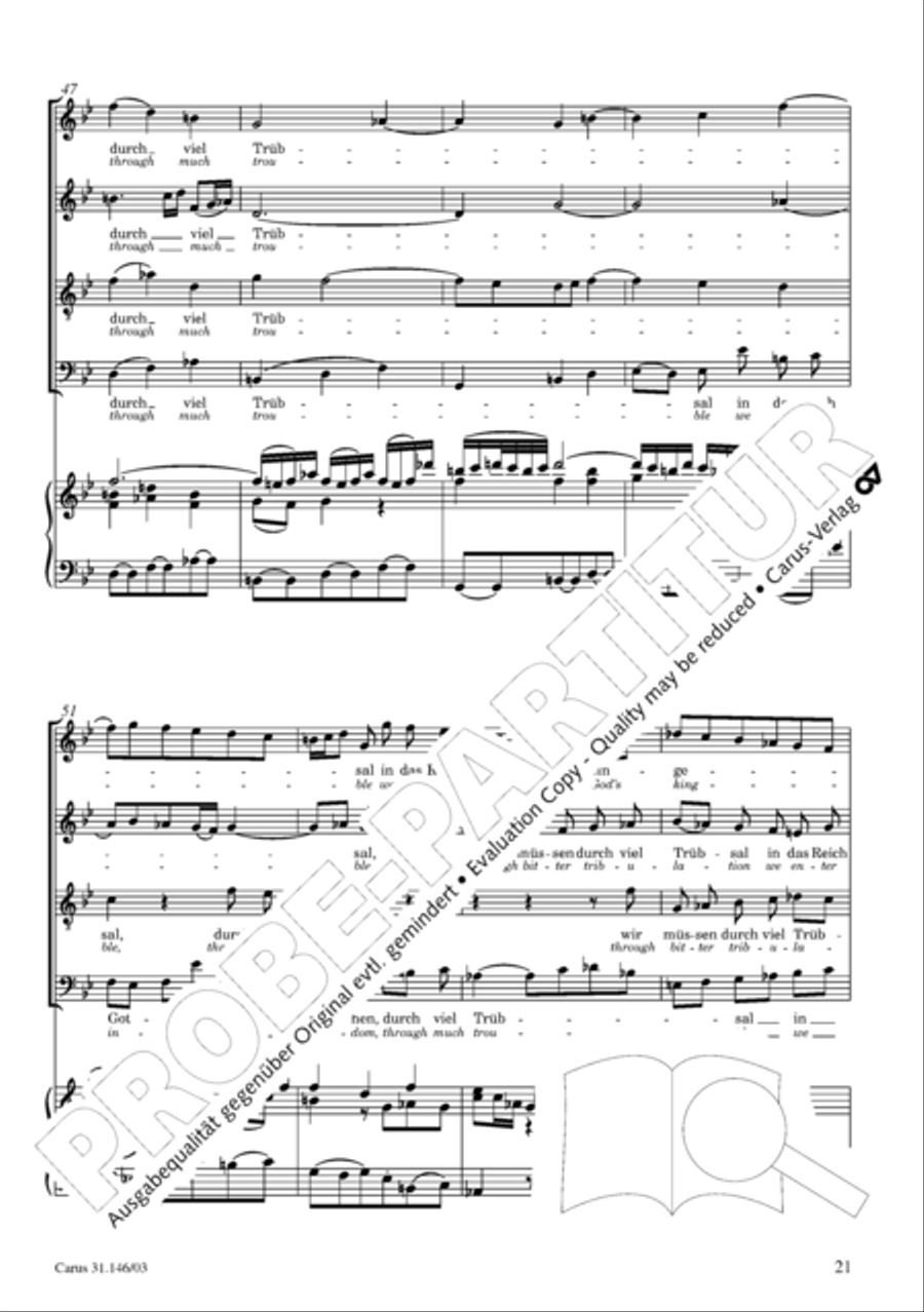 Through bitter tribulation we enter into God's kingdom (Wir mussen durch viel Trubsal in das Reich Gottes eingehen) 4-Part scores gallery preview page 22