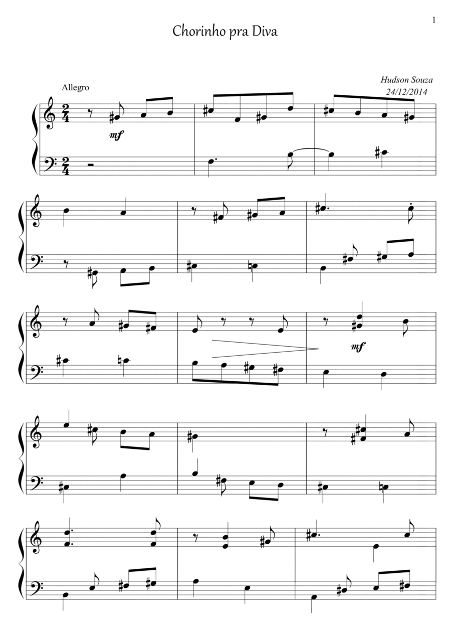 Chorinho pra Diva Piano Solo scores gallery preview page 1