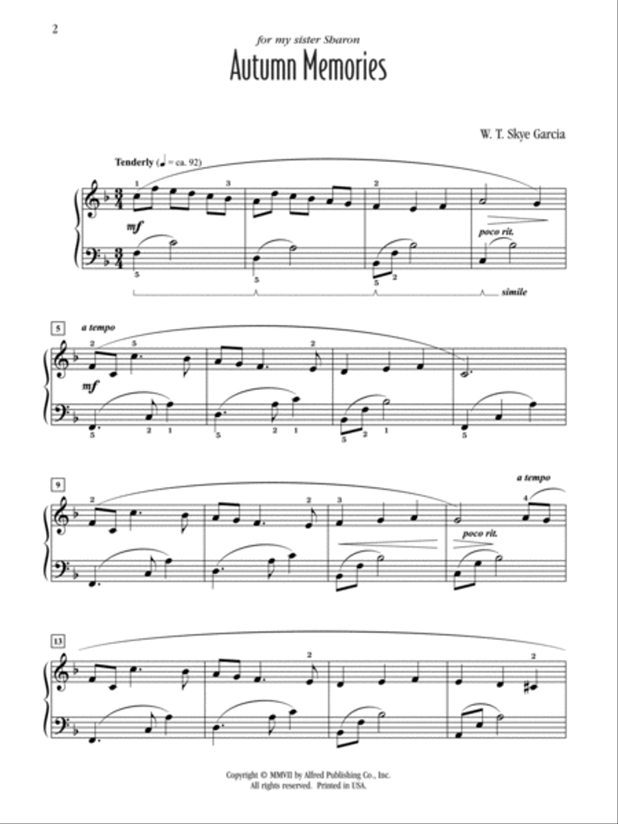 Autumn Memories Piano Solo scores gallery preview page 2