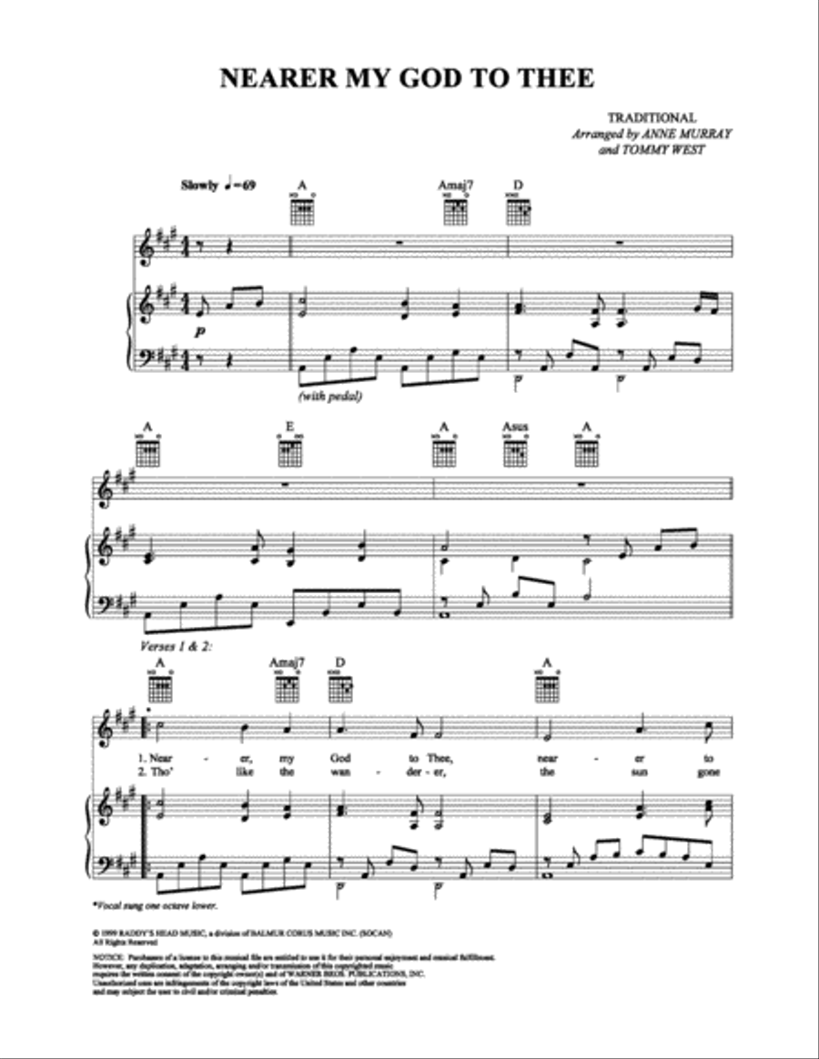 Nearer My God to Thee Piano, Vocal, Guitar scores gallery preview page 1