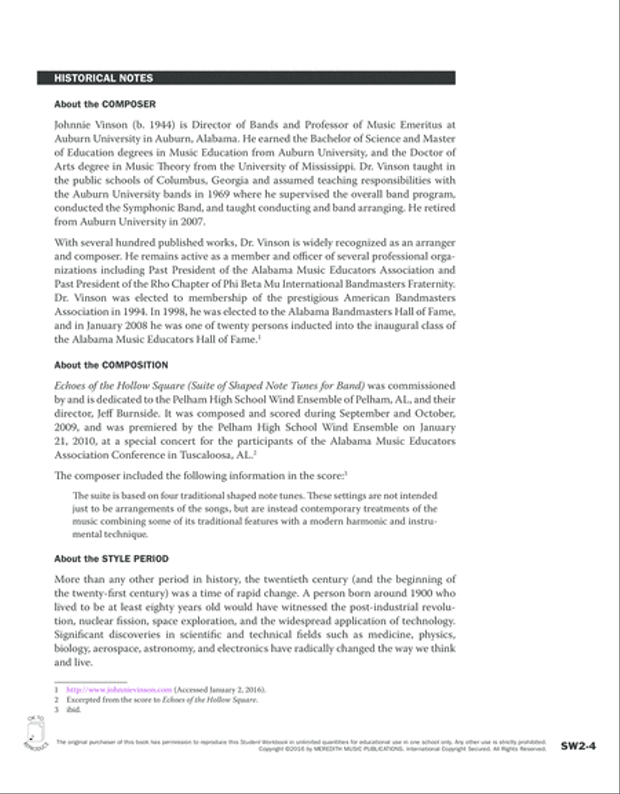 Guides to Band Masterworks, Vol. 6 - Student Workbook - Echoes of The Hollow Square Activity Books scores gallery preview page 4