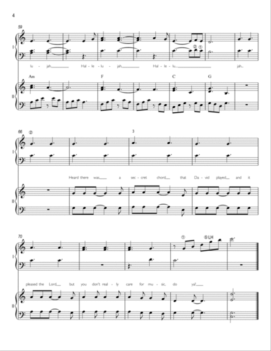 Hallelujah Easy Piano scores gallery preview page 4