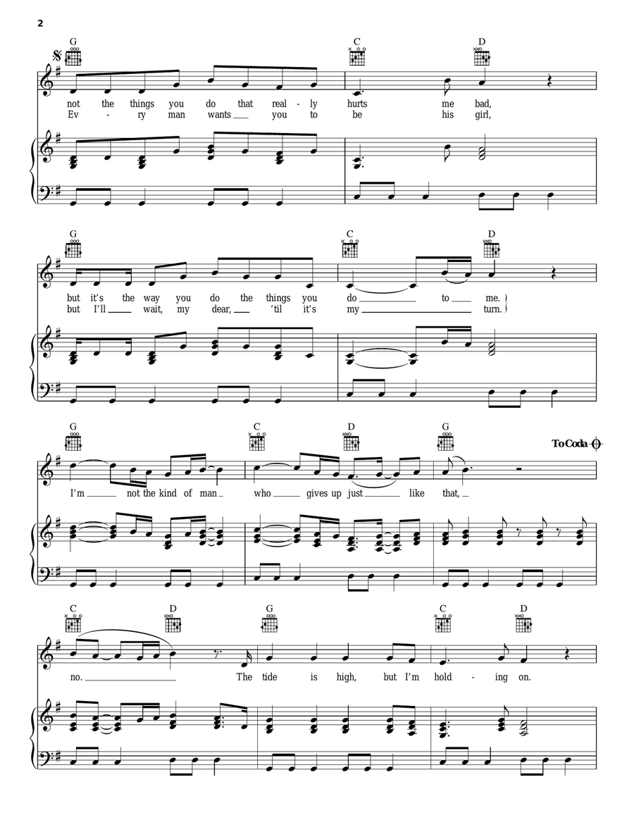 The Tide Is High Piano, Vocal, Guitar scores gallery preview page 2
