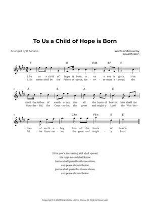 To Us a Child of Hope is Born (Key of E Major)